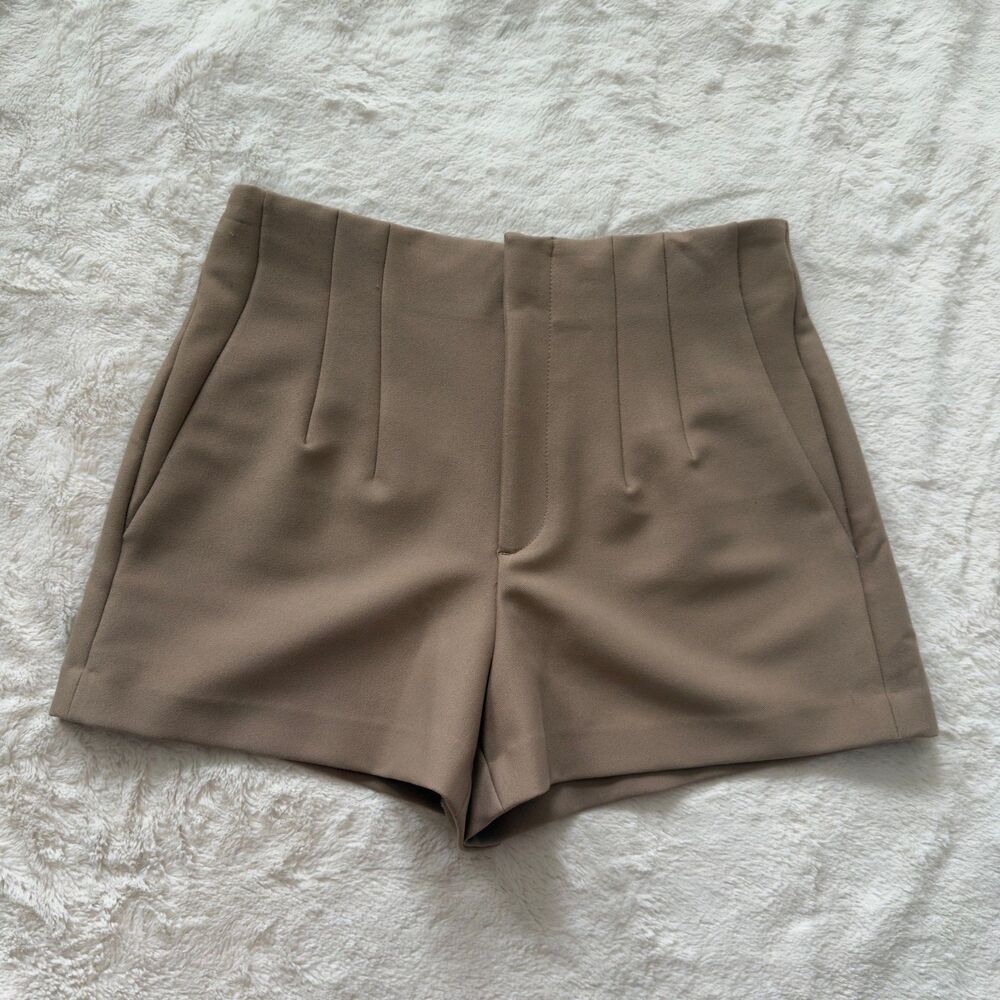 Zara Taupe Tailored High Waist Shorts Size S minimalist quiet luxury